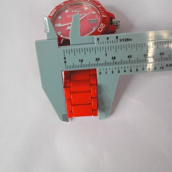 Huarex Caimano Quartz Watch Unisex Red Plastic Rotating Bezel Date - Picture 12 of 12